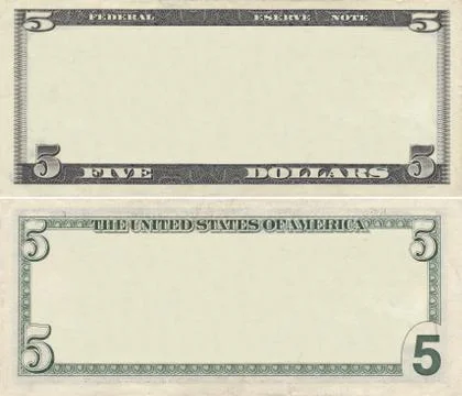 Clear 5 dollar banknote pattern Stock Illustration
