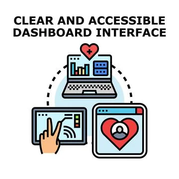 Clear accessible dashboard interface with connected devices 库存插图