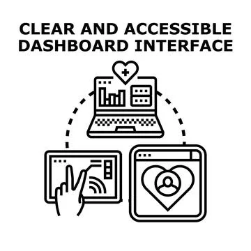 Clear accessible dashboard interface with connected devices Stock Illustration