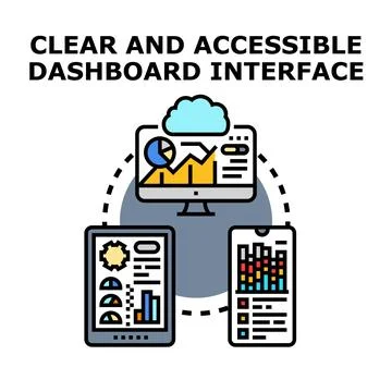 Clear accessible dashboard interface with connected devices Stock Illustration