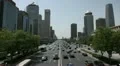 Clear Air Day Huge Car Traffic Busy Chinese City Beijing China Center CBD Office HD Footage