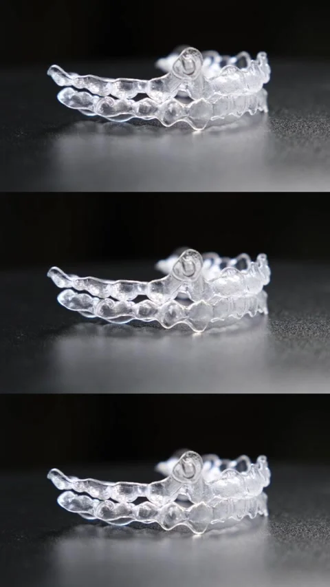Clear aligners demonstration Clear aligners for teeth straightening Stock Footage 321240458