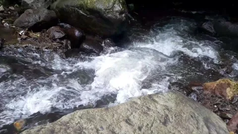 Clear and clear water flowing over the rocks Stock Footage 240197020