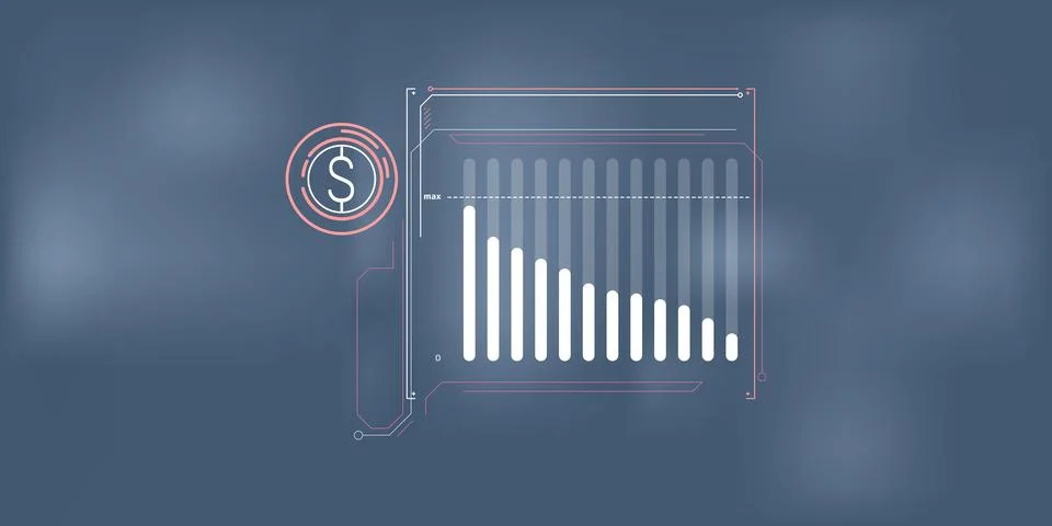 Clear and concise infographics of dollar price fall. Stock Illustration