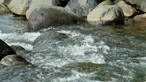 Clear and rocky mountain river scenery Video stock 320923075