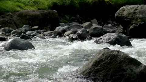 Clear and rocky mountain river scenery Video stock 320923078