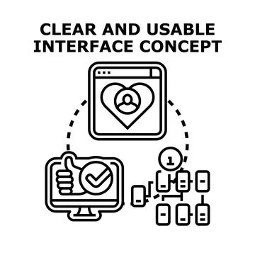 Clear and usable interface concept development process Illustrazione stock