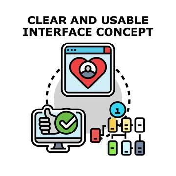 Clear and usable interface concept development process Stock Illustration