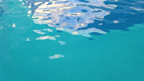 Clear Aqua Pool Shimmering Under Sunlight With Abstract Ripple Patterns Video stock 335267641