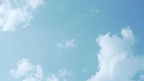 Clear Azure Light Blue Sky and White Puffy Clouds, Timelapse. Serenity, Paradise Stock Footage 159593490