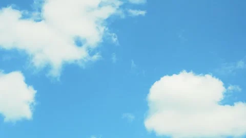 Clear Azure Light Blue Sky and White Puffy Fluffy Cotton Clouds, Timelapse. Heav Stock Footage 309808685