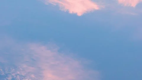 Clear Azure Sky with Light Pink Orange White Light Clouds at Sunrise, Time Lapse Stock-Footage 304512359
