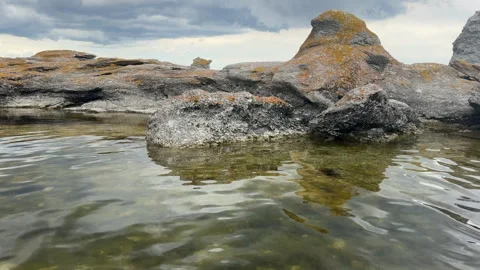 Clear Baltic Sea Water Over Ancient Limestone Reef Gotland Sweden Stock Footage 344613111