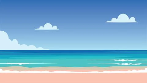 Clear Blue Beach Daytime Scene Stock Illustration