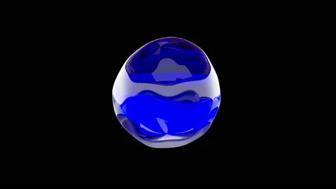 Clear blue paint drop moves on an isolated black background. Seamless loop 3d Stock Footage 130350002