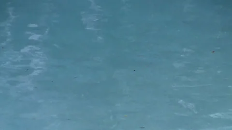 Clear blue pool water ripples under gentle breeze on sunny day Video stock 36622720