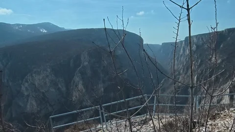 Clear blue sky above rugged mountain peaks. Balkan, Eastern Europe, POV Vídeos de archivo 331451618