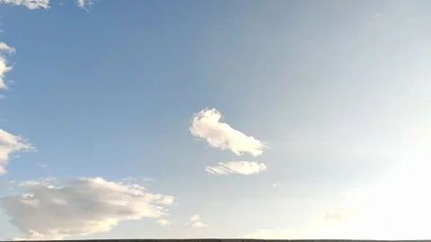 Clear Blue Sky and Fluffy White Clouds Nature Background Stock Footage 334708492
