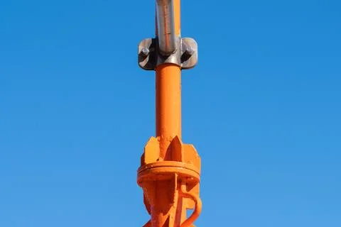 Clear, blue sky in the background. Part of sea navigation buoy. Copy space Stock Photos