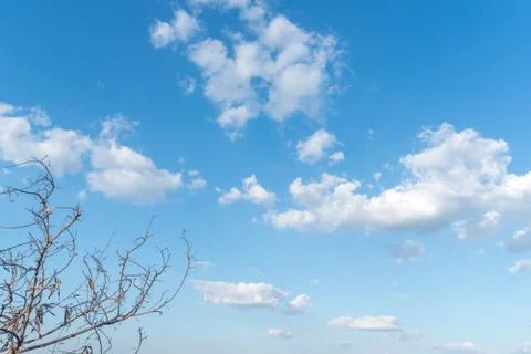 Clear blue sky background,clouds with background. Stock Photos