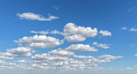 Clear blue sky with clouds layers. Puffy cumulus clouds pattern. Blue sky Stock Photos