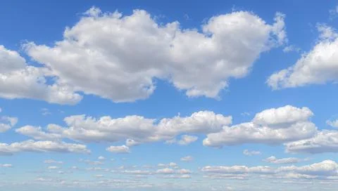 Clear blue sky with clouds layers. Puffy cumulus clouds pattern. Blue sky Stock Photos