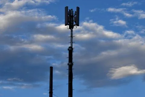 The clear blue sky with the electric censor in Japan 写真素材