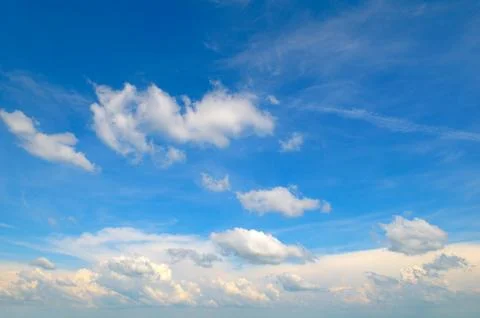 Clear blue sky with a few clouds 스톡 사진