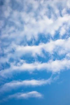 Clear Blue Sky with Fluffy Clouds: Peaceful and Sunny Nature Scenics Stock Photos