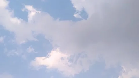 Clear Blue Sky with Gentle Floating White Clouds Stock Footage 340618542