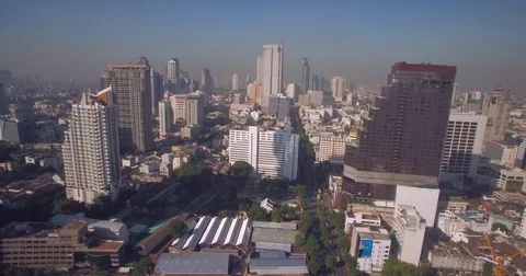 Clear Blue Sky Over Downtown Bangkok, Thailand, Ascending Slider Shot Video stock 73310185