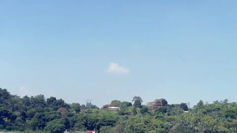 Clear blue sky over lush green hills Stock Footage 340480291