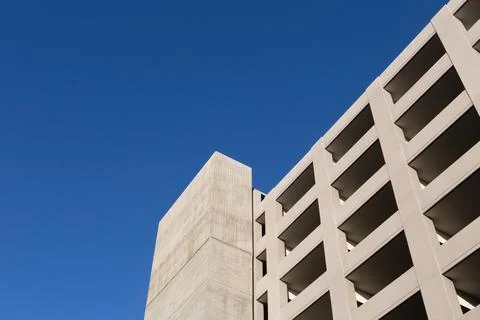 Clear Blue Sky Over Parking Structure Stock Photos