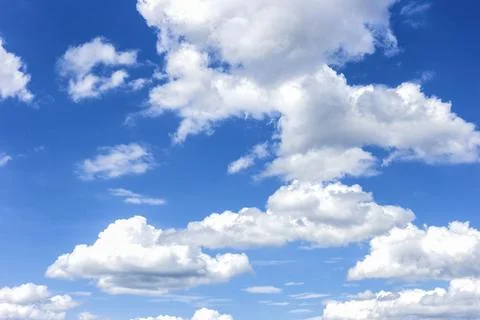 Clear blue sky with plain white cloud with space for text background. The v.. 写真素材