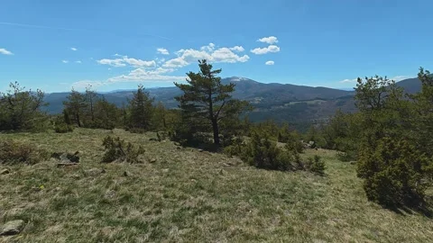 Clear blue sky with scattered white clouds. Balkan, Eastern Europe, POV Video stock 333440951