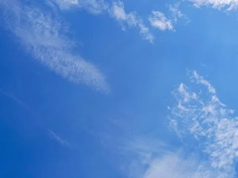 Clear Blue Sky with Soft White Clouds Natural Background Stock Photos