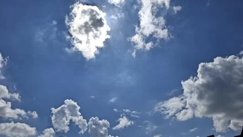 Clear Blue Sky with Soft White Clouds Background, Blue Sky with White Cloud Stock Photos