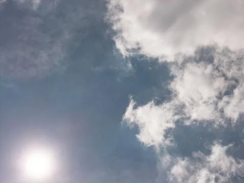 Clear blue sky with sparse white clouds 库存照片