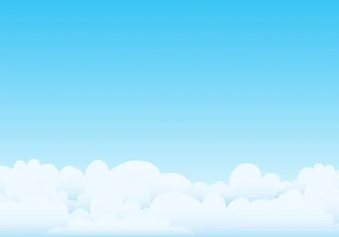 Clear blue sky with white cloud layer at the bottom vector horizontal Stockillustratie