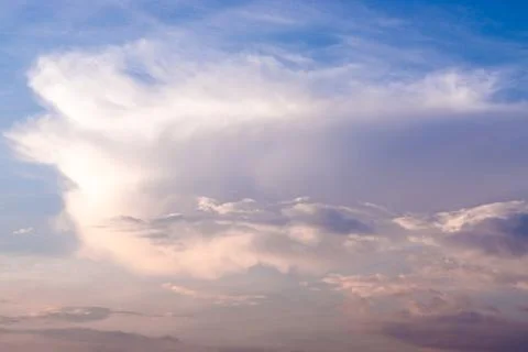 Clear blue sky with white cloud background in the morning. Good weather backg Stock Photos