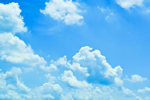 Clear blue sky with white cloud, good weather in the morning have a nice day Stock Photos