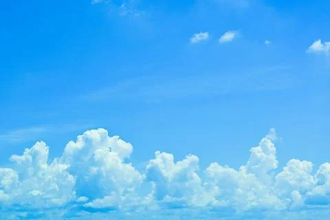 Clear blue sky with white cloud, good weather in the morning have a nice day 스톡 사진