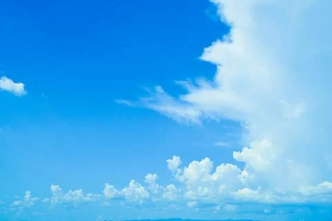 Clear blue sky with white cloud, good weather in the morning have a nice day Stock Photos