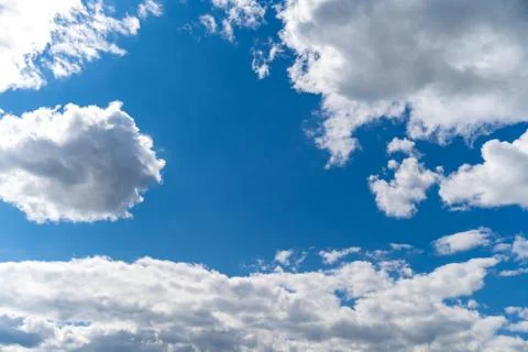 Clear blue sky with white clouds, background Foto stock