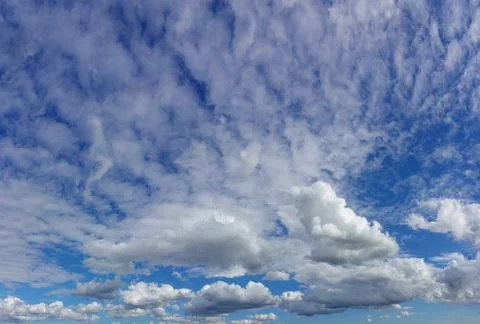 Clear blue sky with white clouds Stock Photos