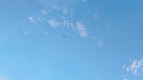Clear Blue Sky with Wispy White Clouds Background Stock Footage 340207143