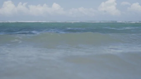 Clear blue waves in the ocean in slow motion close up Stock Footage 108541776