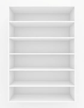 Clear bookshelf. 3d render on white background Stock Illustration