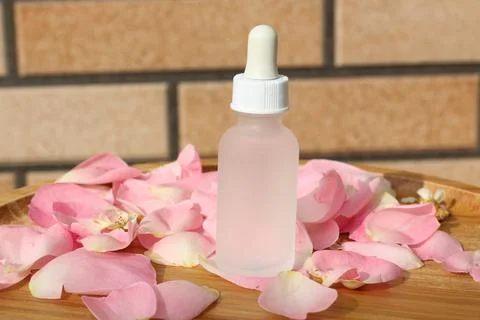 Clear bottle with white dropper for mock up Stock Photos