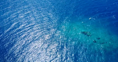 Clear Bright Blue Waters in Bermuda Triangle - Shipwreck and Rock Stock Footage 118749147
